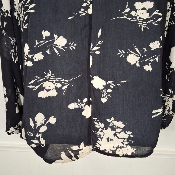 Lucky Brand Floral Kimono Sz O/S Embroidered Neutral Minimalist Boho Beach - Picture 9 of 12